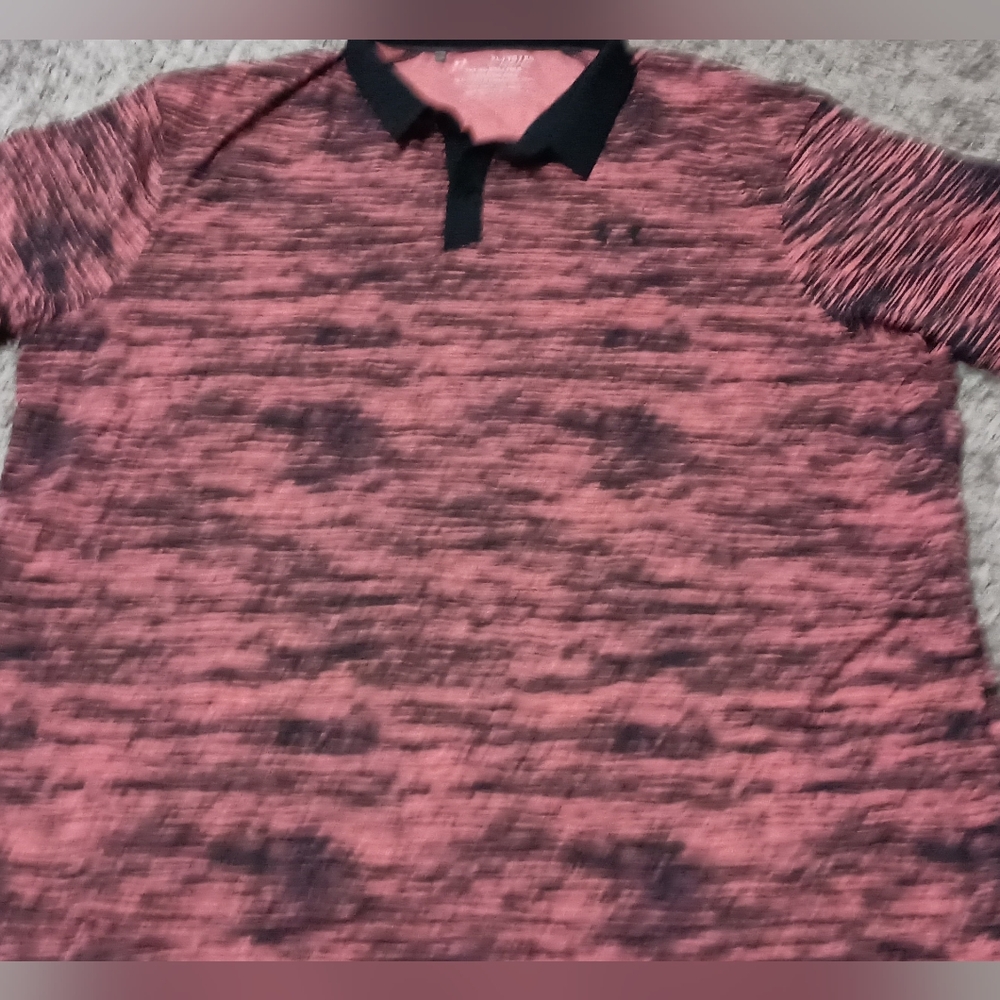 Mens Under Armour Iso Chill Polo Shirt Size XL Color‎ Pink Black Golf Sports...